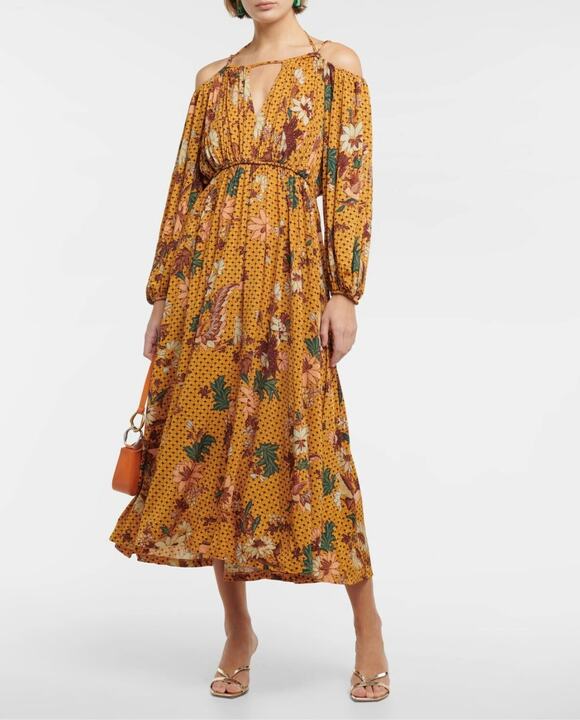 Ulla Johnson Dresses & Skirts - ULLA JOHNSON Floral Printed Noemi Cold Shoulder Midi Dress // S